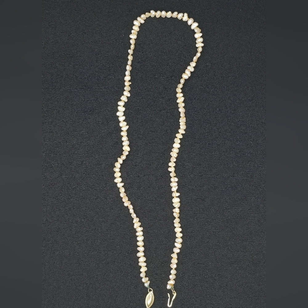 Vintage 16” Baroque Freshwater Pearl Necklace 6mm 14K Gold Clasp Hand-Knotted